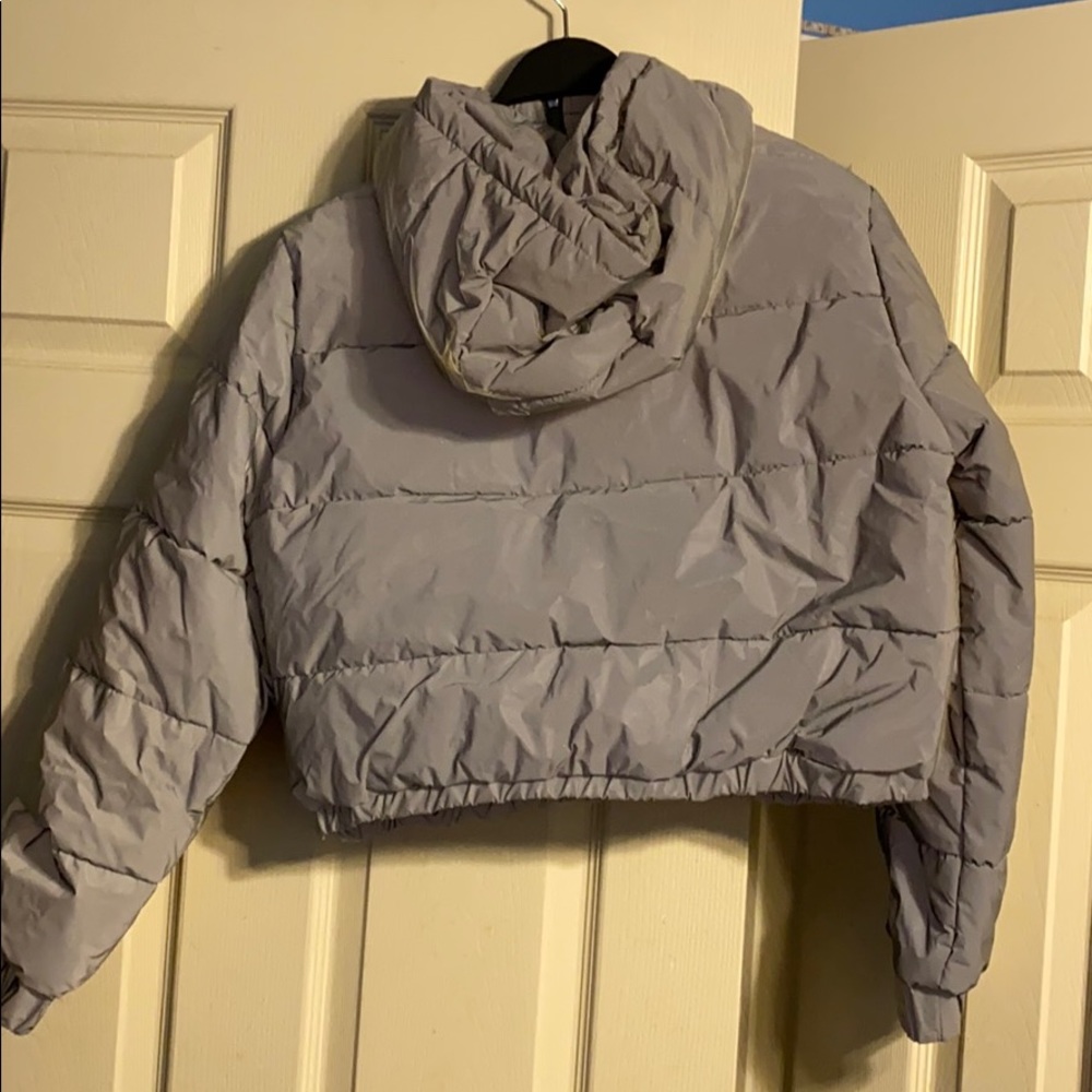 Women’s Forever 21 Hooded Reflective Puffer Coat. View 3